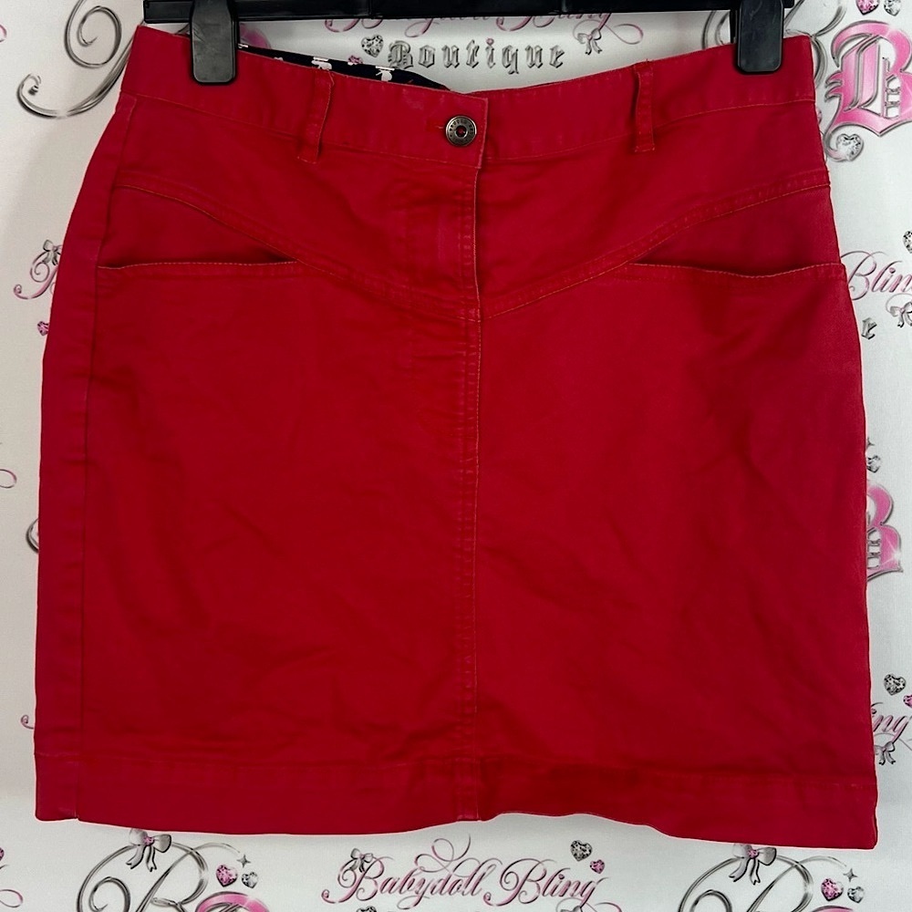 Brooks Brothers skirt lucky 🍀 clover pattern Vibrant Red Skirt pockets